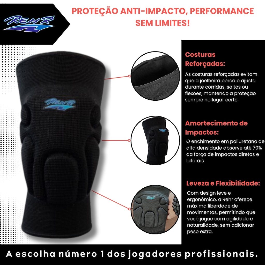 Imagem 2 do produto Joelheira de Vôlei Rehr Profissional Elite - Adulto
