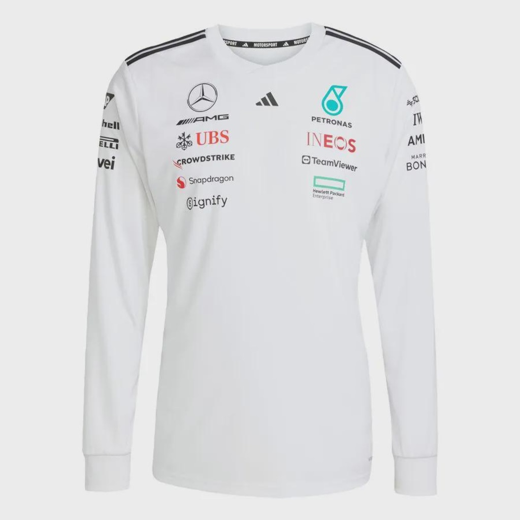 Camisa Manga Longa adidas Mercedes Amg Petronas Fórmula 1 Team White Driver - Masculina