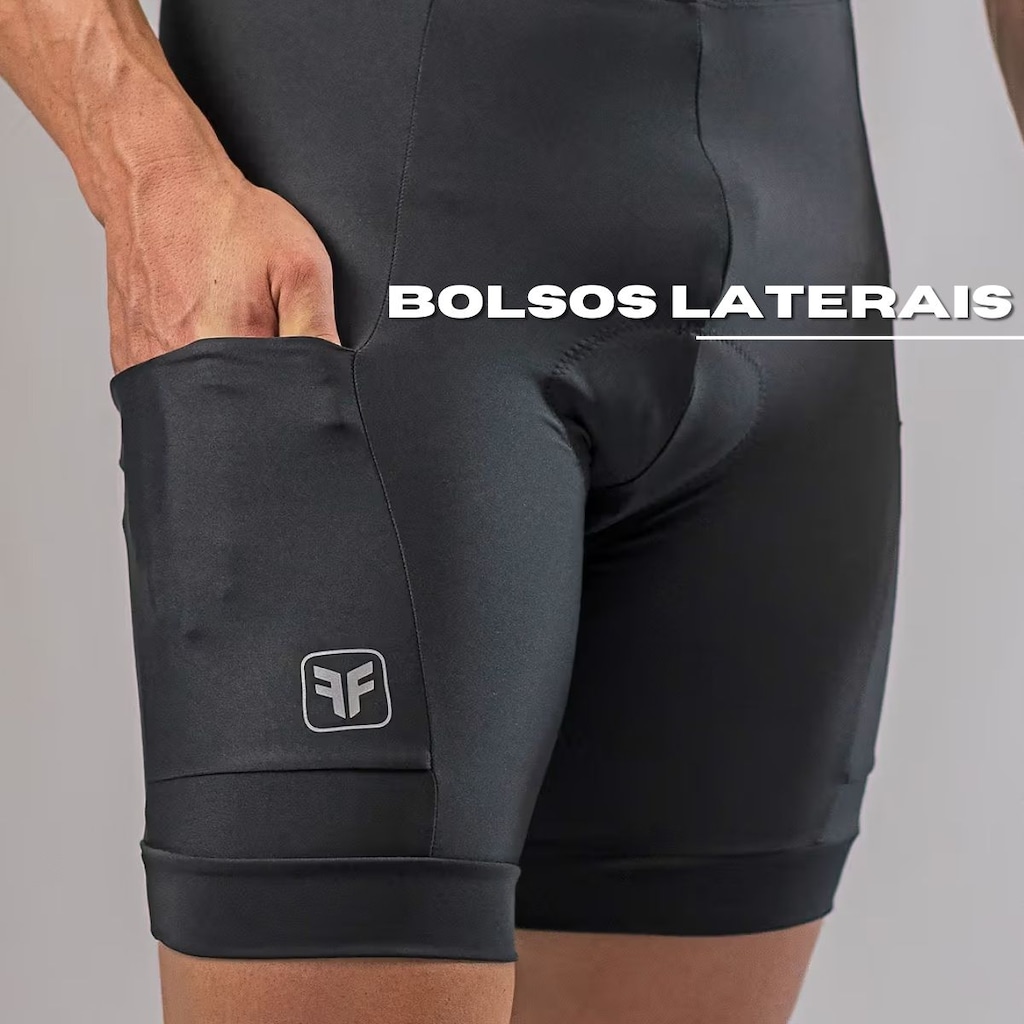 Imagem 2 do produto Kit Bermuda Ciclismo Free Force Basic com Bolsos + Meia - Masculina