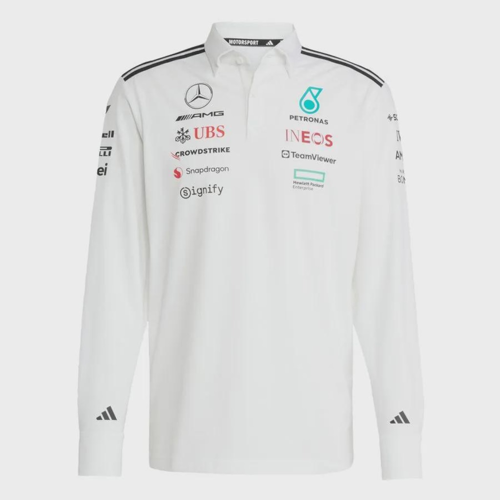 Camisa Polo adidas Manga Longa Mercedes AMG Petronas Fórmula 1 Team - Masculina