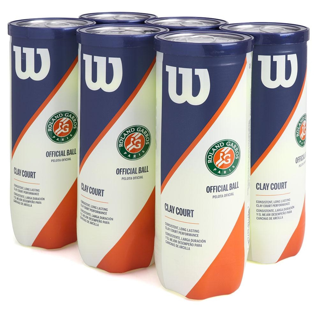Imagem 1 do produto Bola de Tênis Wilson Roland Garros Oficial Clay Pack com 6 Tubos