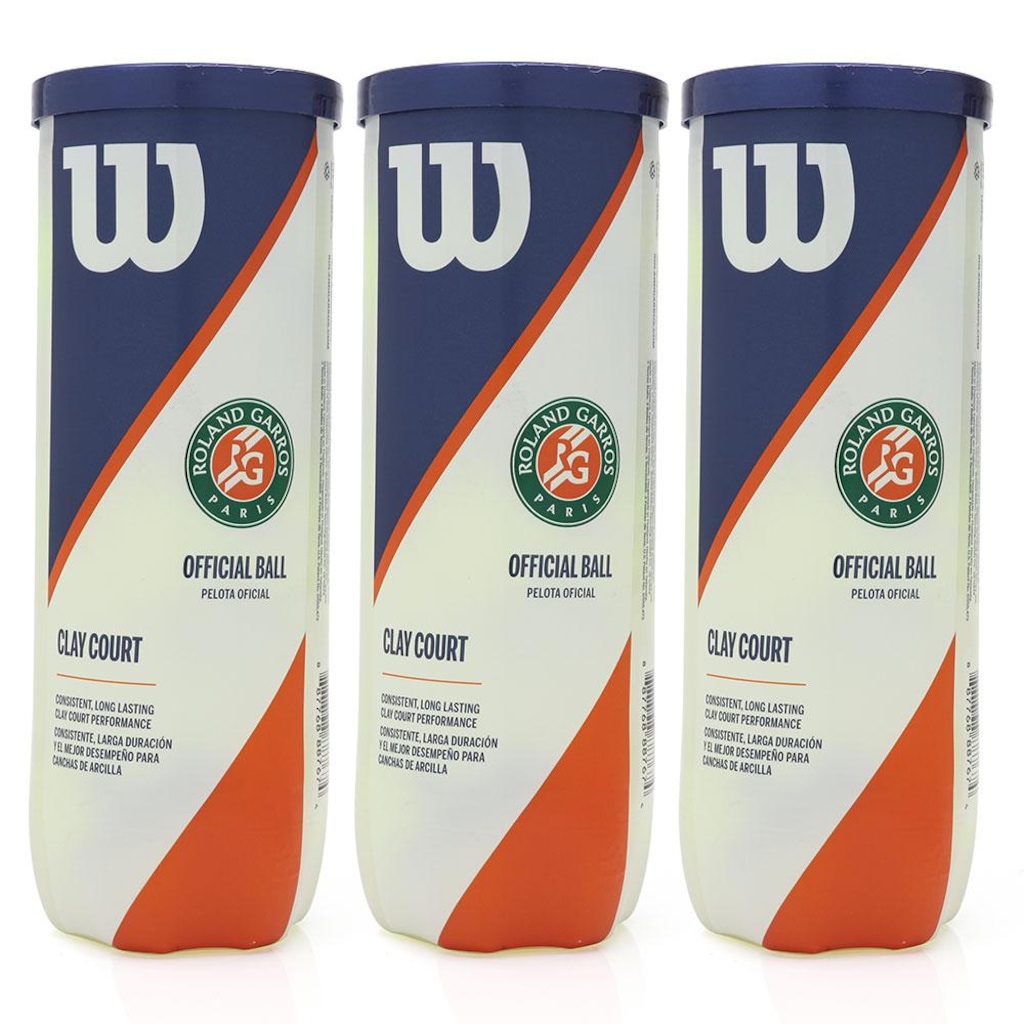 Bola de Tênis Wilson Roland Garros Oficial Clay Pack com 3 Tubos