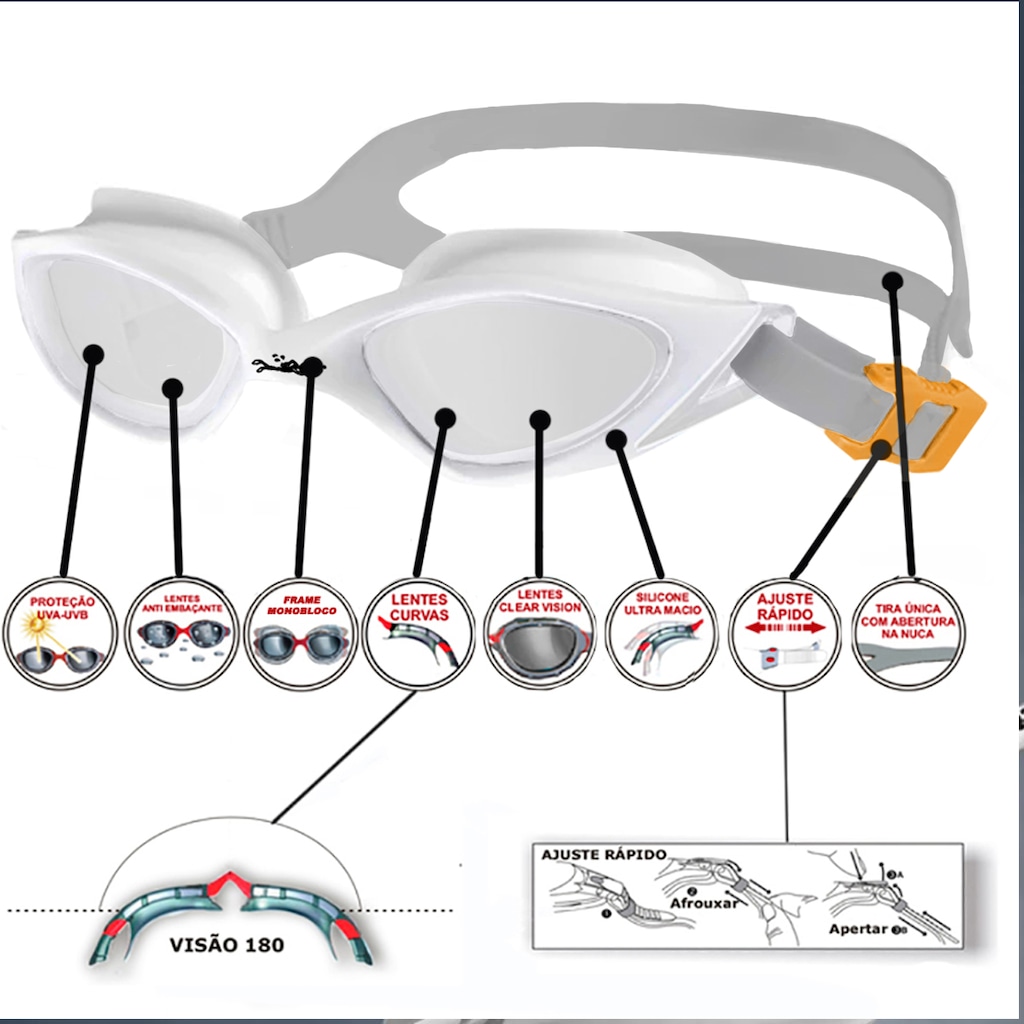 Imagem 2 do produto Óculos de Natação Gold Sports Power Performance 10.0 High Definition
