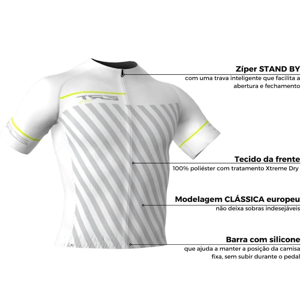 Imagem 3 do produto Camisa de Ciclismo ERT Elite Racing White Slim Fit - Masculina