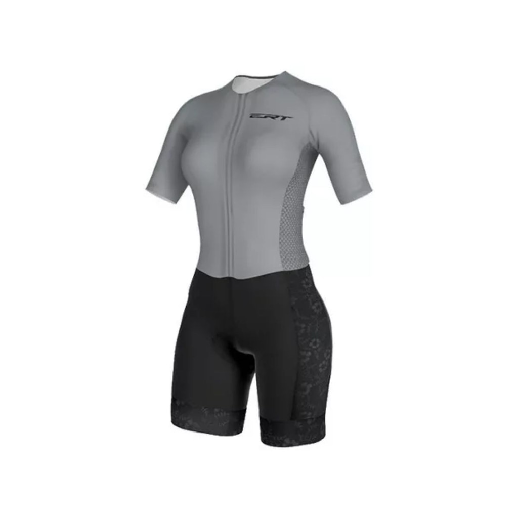 Macaquinho de Ciclismo ERT Elite Grafite Forro em Gel - Feminino