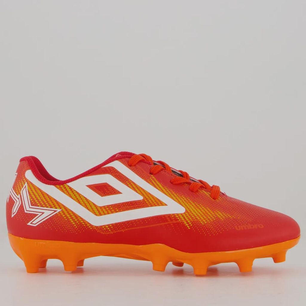 Chuteira Umbro Heatmap Campo Juvenil Vermelha e Laranja