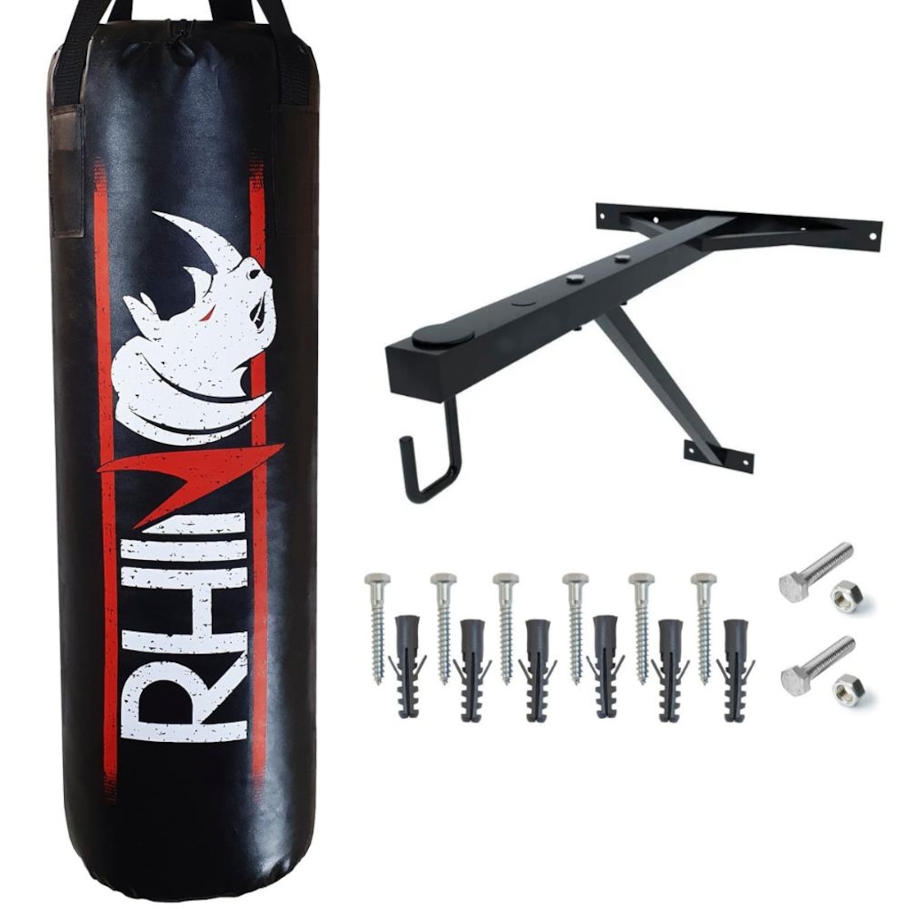 Suporte de Parede Reforçado + Saco Pancada Rhino Profissional 90cm