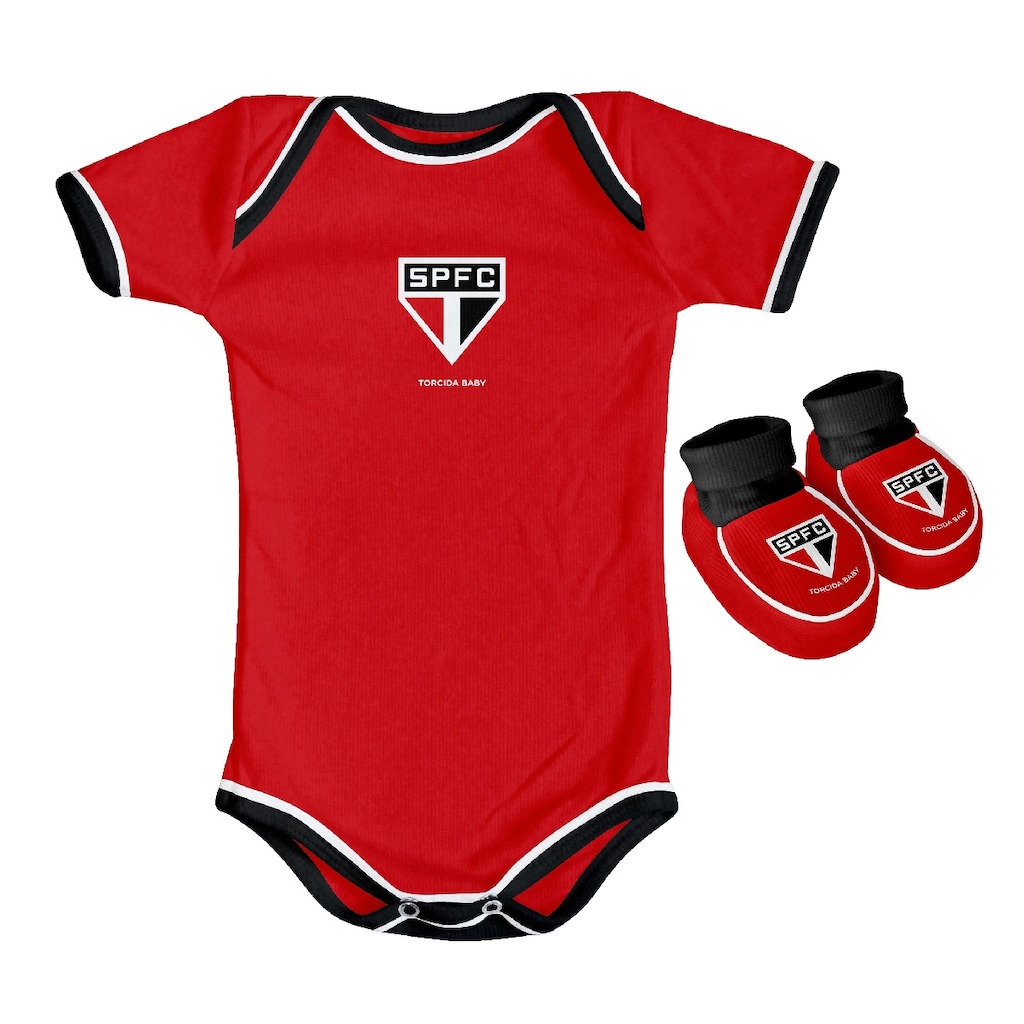 Kit Body + Pantufa do São Paulo Torcida Baby Oficial - Infantil