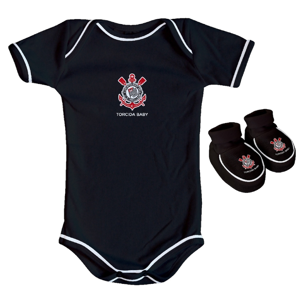 Kit Body + Pantufa do Corinthians Torcida Baby - Infantil