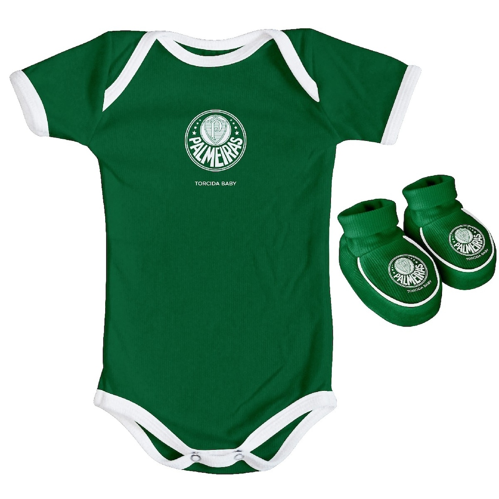 Kit Body + Pantufa do Palmeiras Torcida Baby Oficial - Infantil