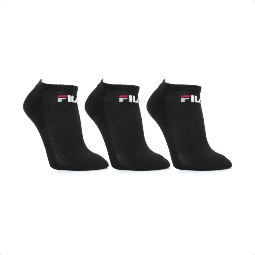 Meia Cano Curto Fila Tripack Lisa - 3 Pares - Masculina