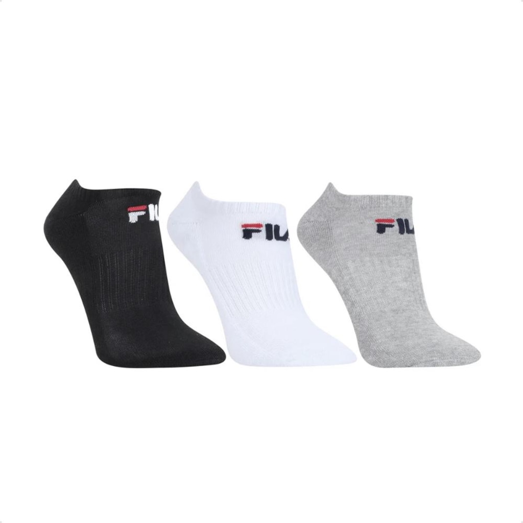 Meia Cano Curto Fila Tripack Lisa - 3 Pares - Masculina - Foto 1