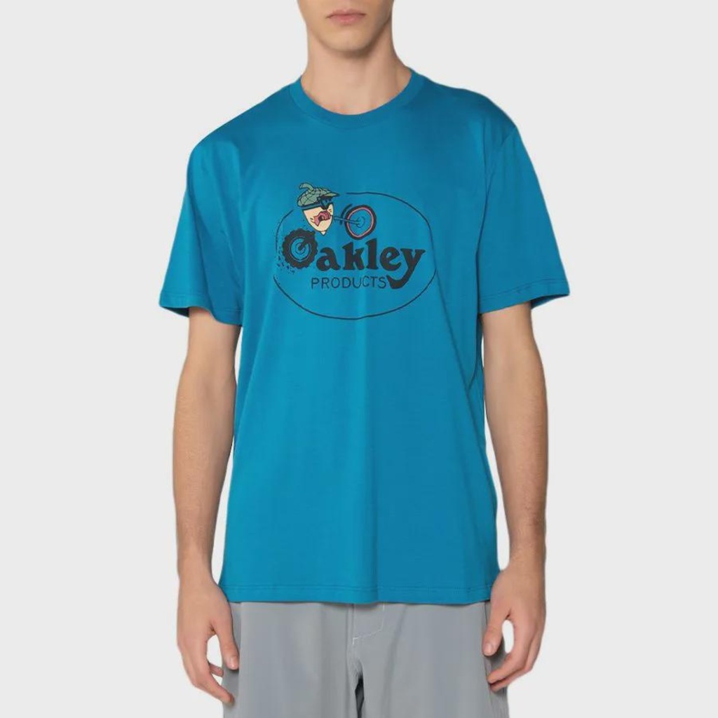 Camiseta Oakley Heritage Nuts Logo Astral Blue - Masculina