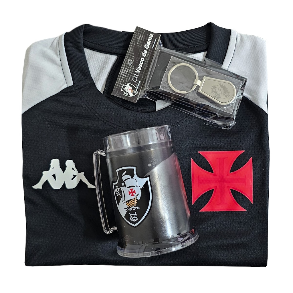 Camisa do Vasco da Gama Kappa Comissão Técnica Oficial + Caneca + Chaveiro - Masculina
