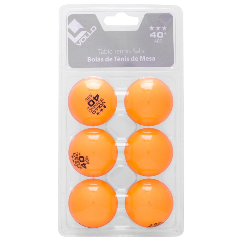 Bola de Tênis de Mesa Vollo ABS Training 3 Estrelas - 06 Unidades