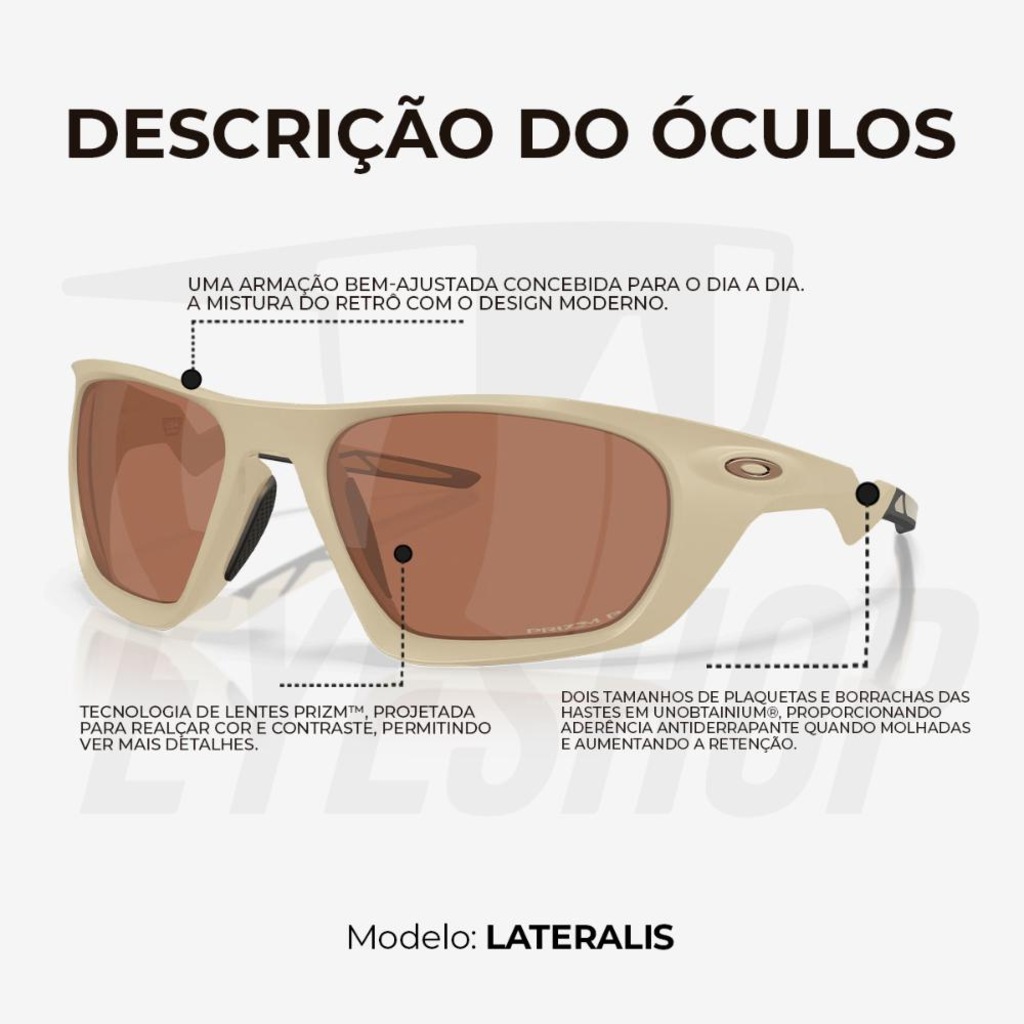 Imagem 4 do produto Óculos de Sol Oakley Lateralis Matte Sand - Unissex