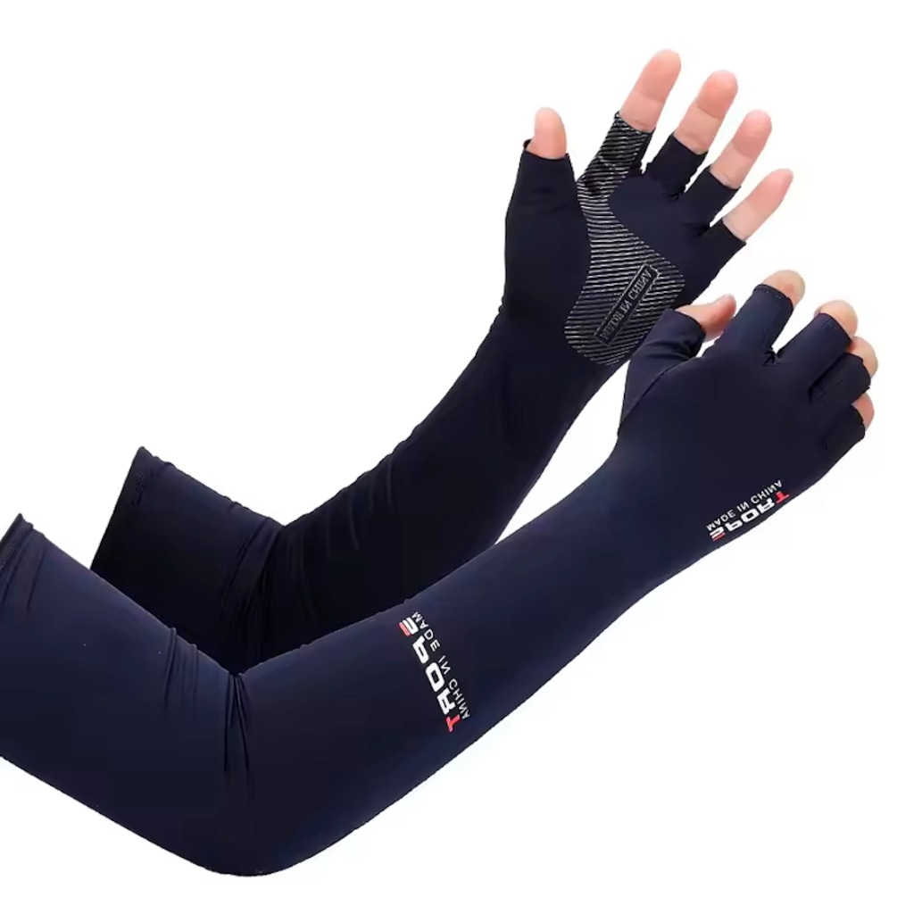 Manguito Longo Térmico Compressão Gold Sports Ice com Dedos Dry II Proteção Solar Uv+50 - 2 pçs