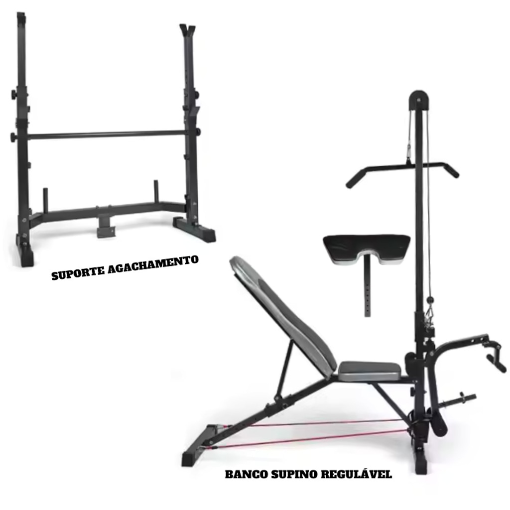 Imagem 3 do produto Banco Supino Yangfit Apoio Scott Cavalete e Puxada na Polia