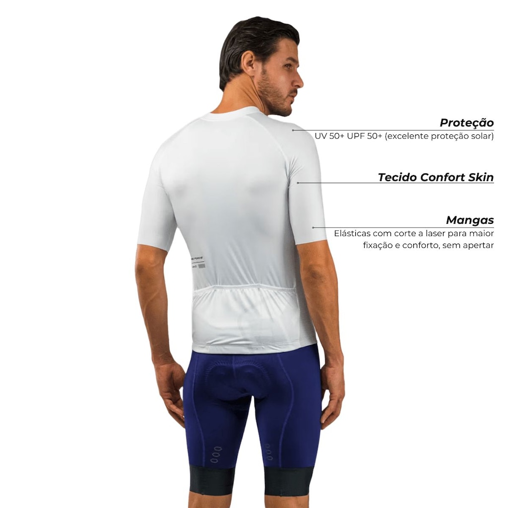 Imagem 2 do produto Camisa de Ciclismo Free Force Training White Slim Fit - Masculina