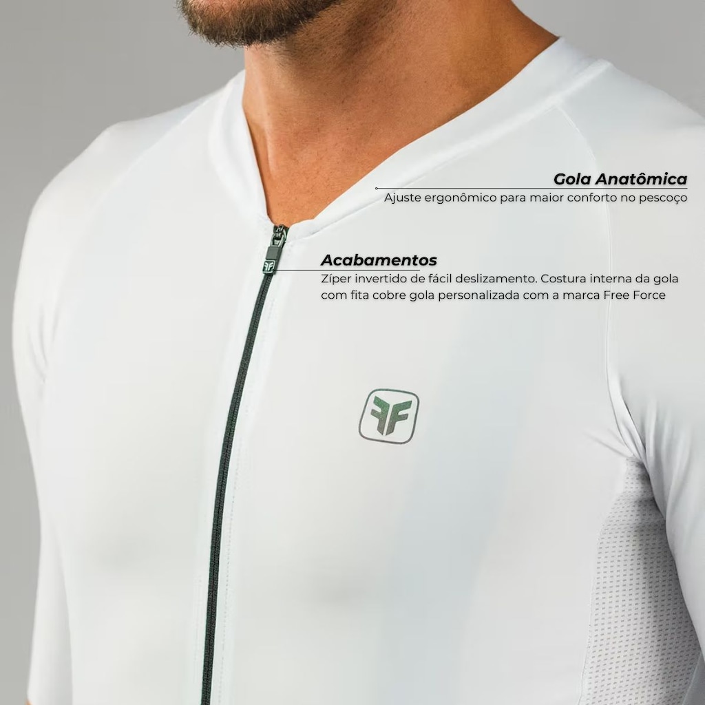Imagem 3 do produto Camisa de Ciclismo Free Force Training White Slim Fit - Masculina