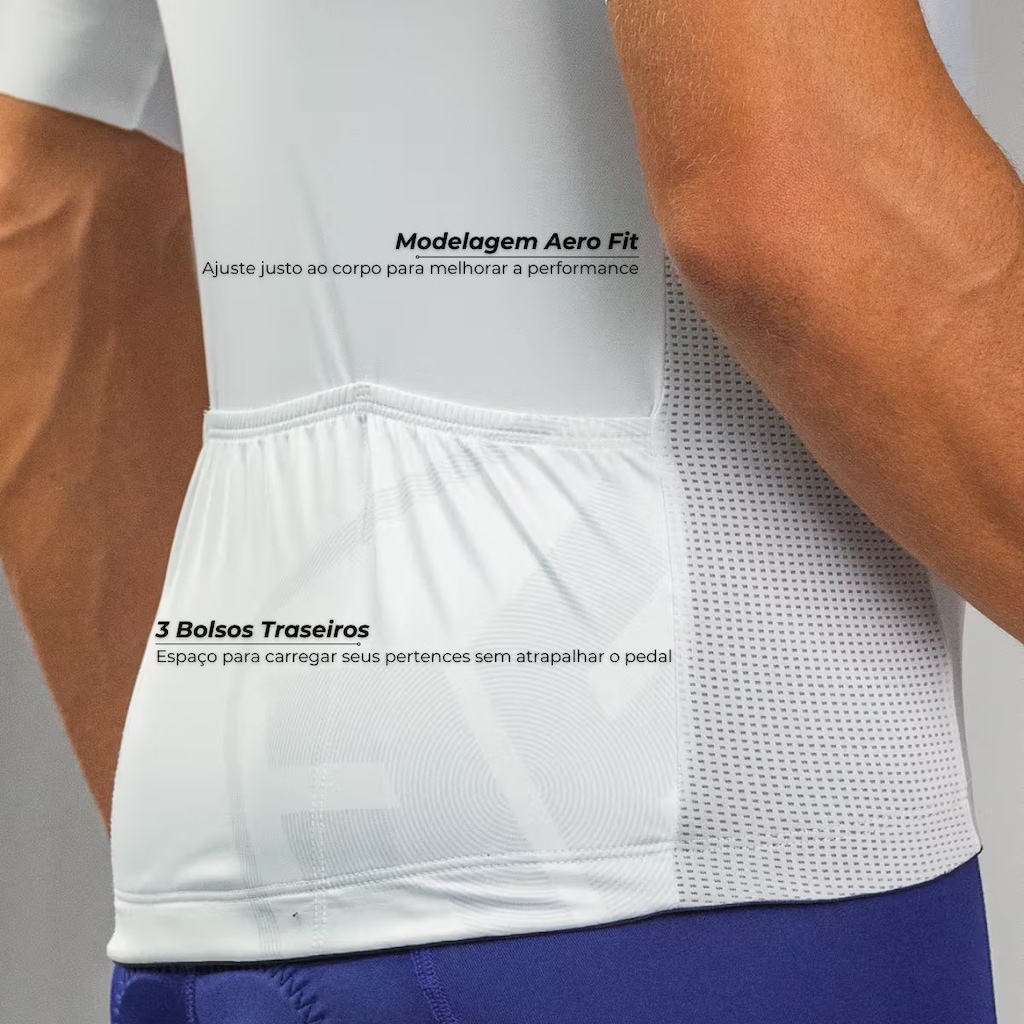 Imagem 4 do produto Camisa de Ciclismo Free Force Training White Slim Fit - Masculina
