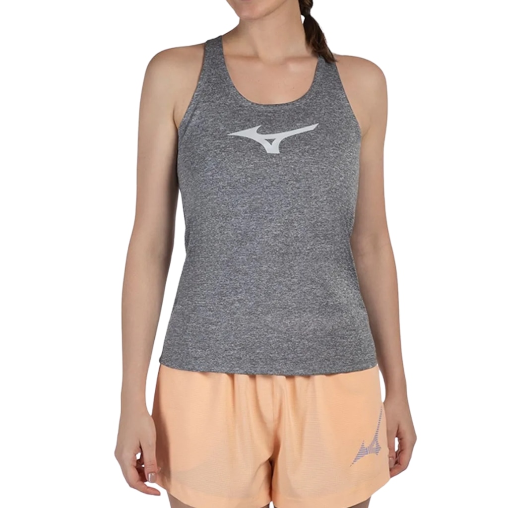 Camiseta Regata Mizuno Spark Big Logo Mescla - Feminina