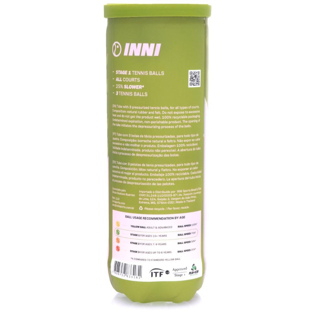 Imagem 3 do produto Bola de Tênis Inni Guguinha Stage 1 - Pack com 03 Tubos