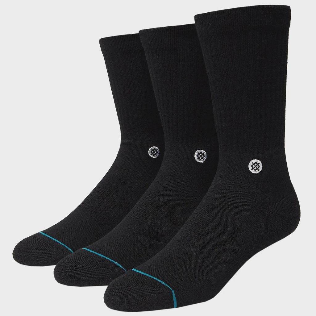 Meia Stance Icon Black Kit com 3 Pares - Unissex