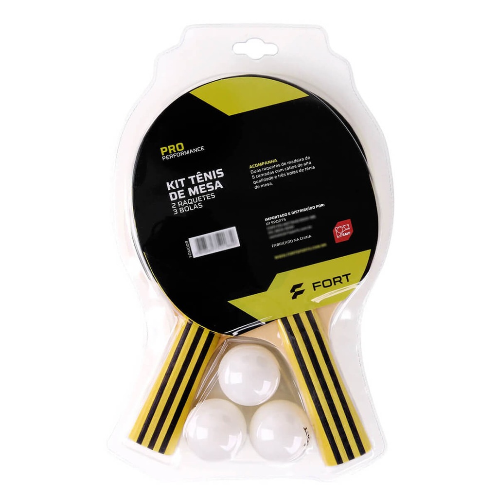 Imagem 2 do produto Kit de Tênis de Mesa Fort Pro 2 Raquetes 3 Bolas