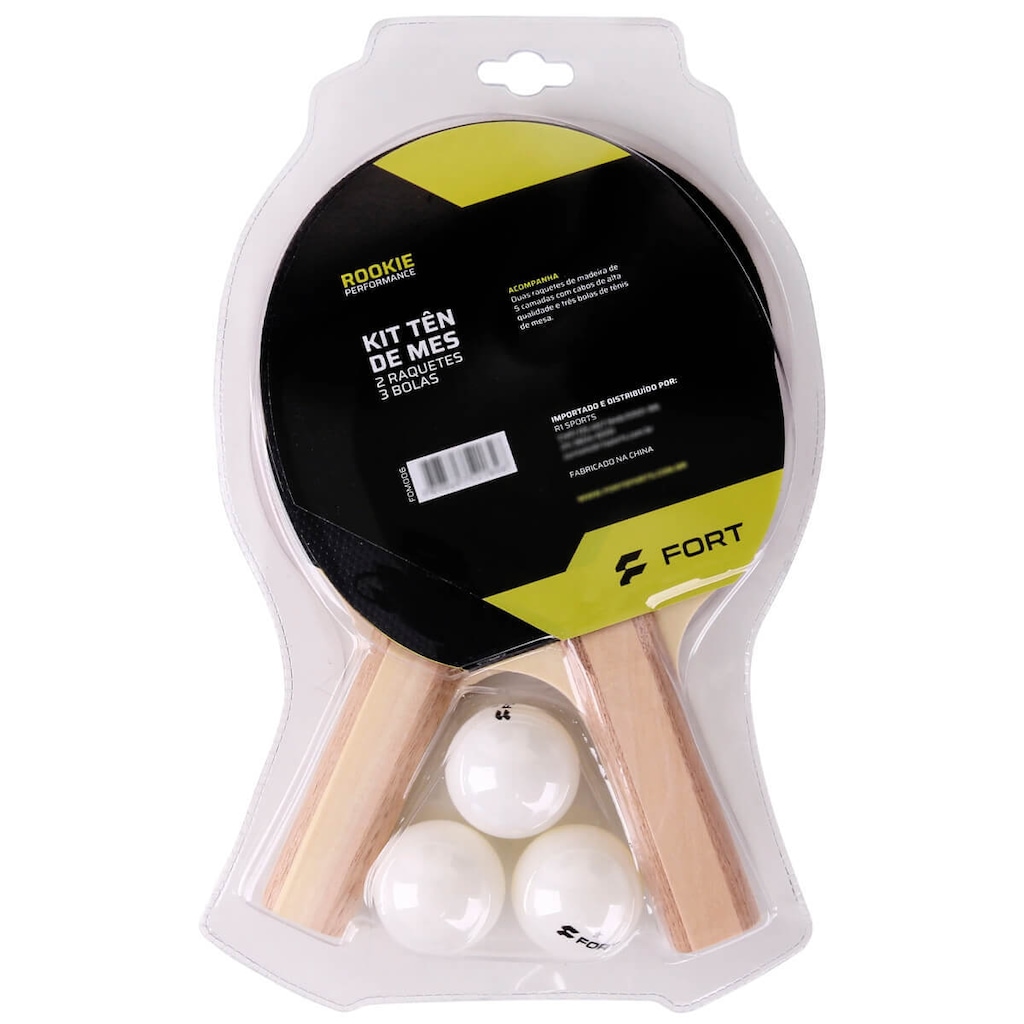 Imagem 2 do produto Kit Tênis de Mesa Fort Rookie 2 Raquetes 3 Bolas