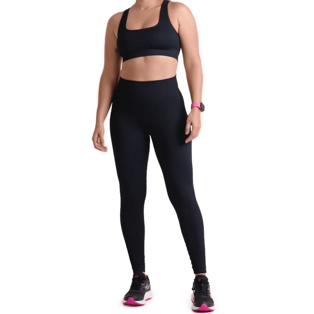 Calça Legging Lupo Sem Costura Canelada - Feminina