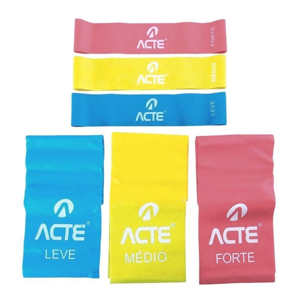Kit Bands Acte Sports 3 Faixas Elásticas + 3 Mini Bands T270-A
