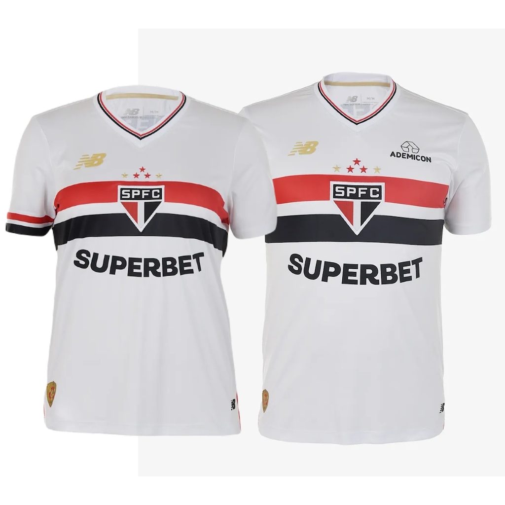 Kit Camisa do São Paulo Adulto Casal Uniforme 1 2025 New Balance