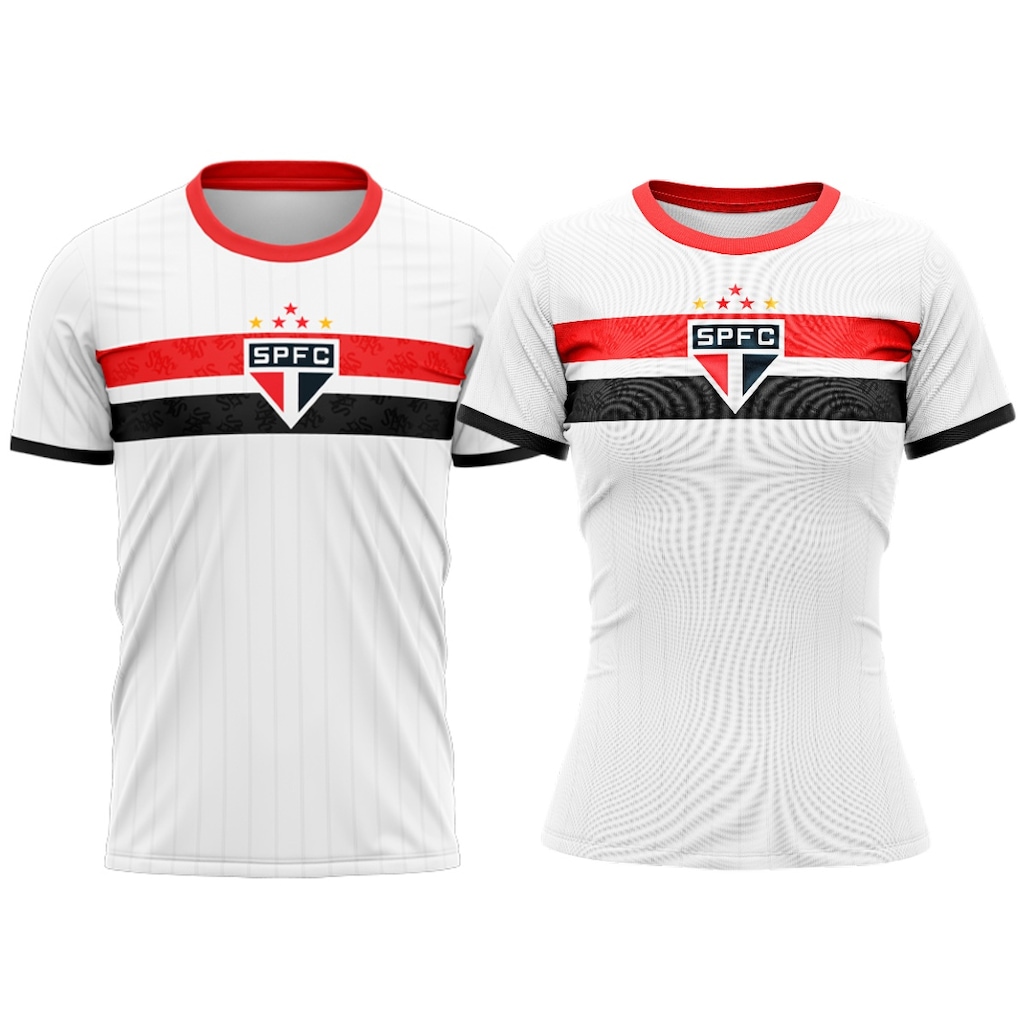 Kit Casal São Paulo Camisa Stencil + Baby Look Stencil