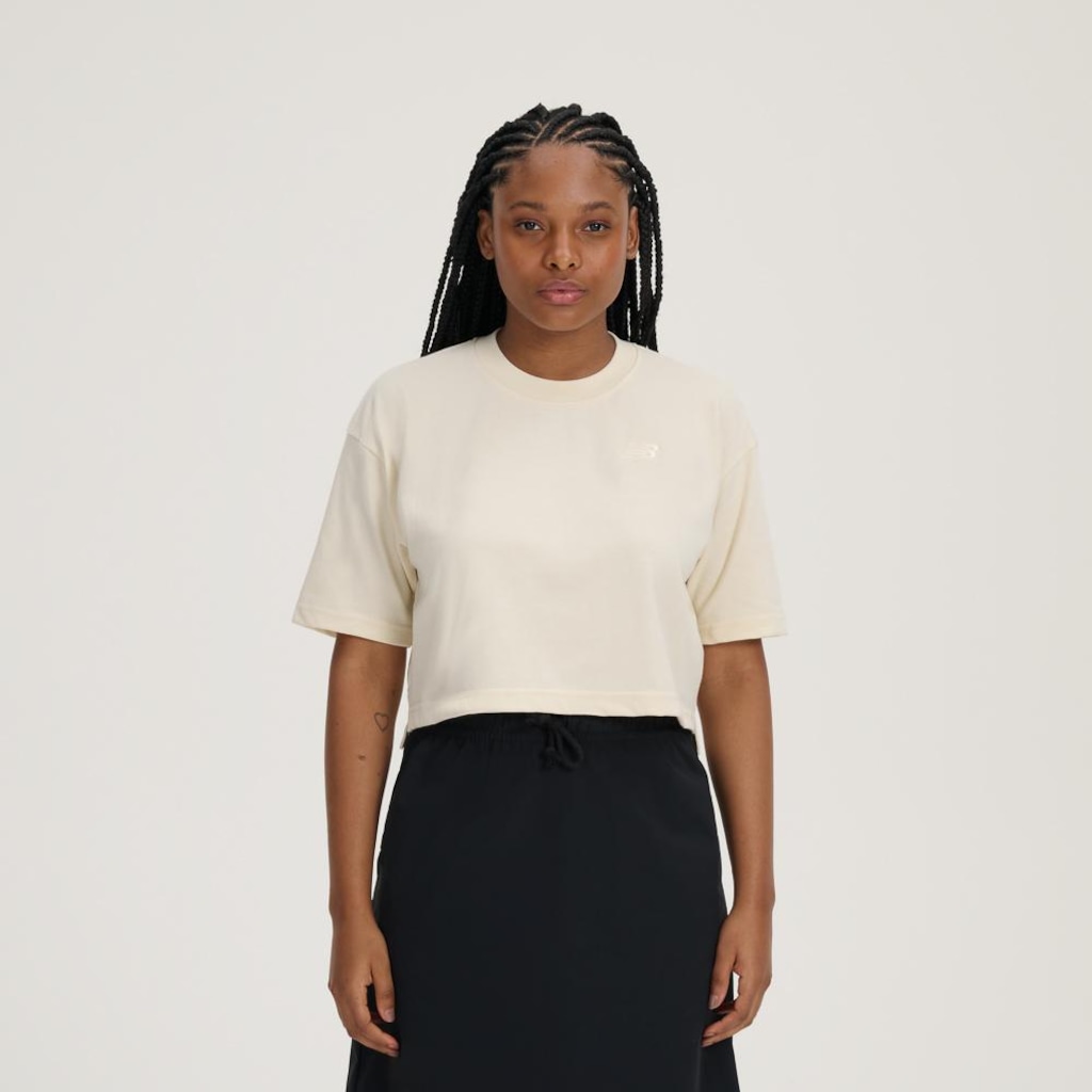 Camiseta New Balance Cropped Small Logo - Feminina