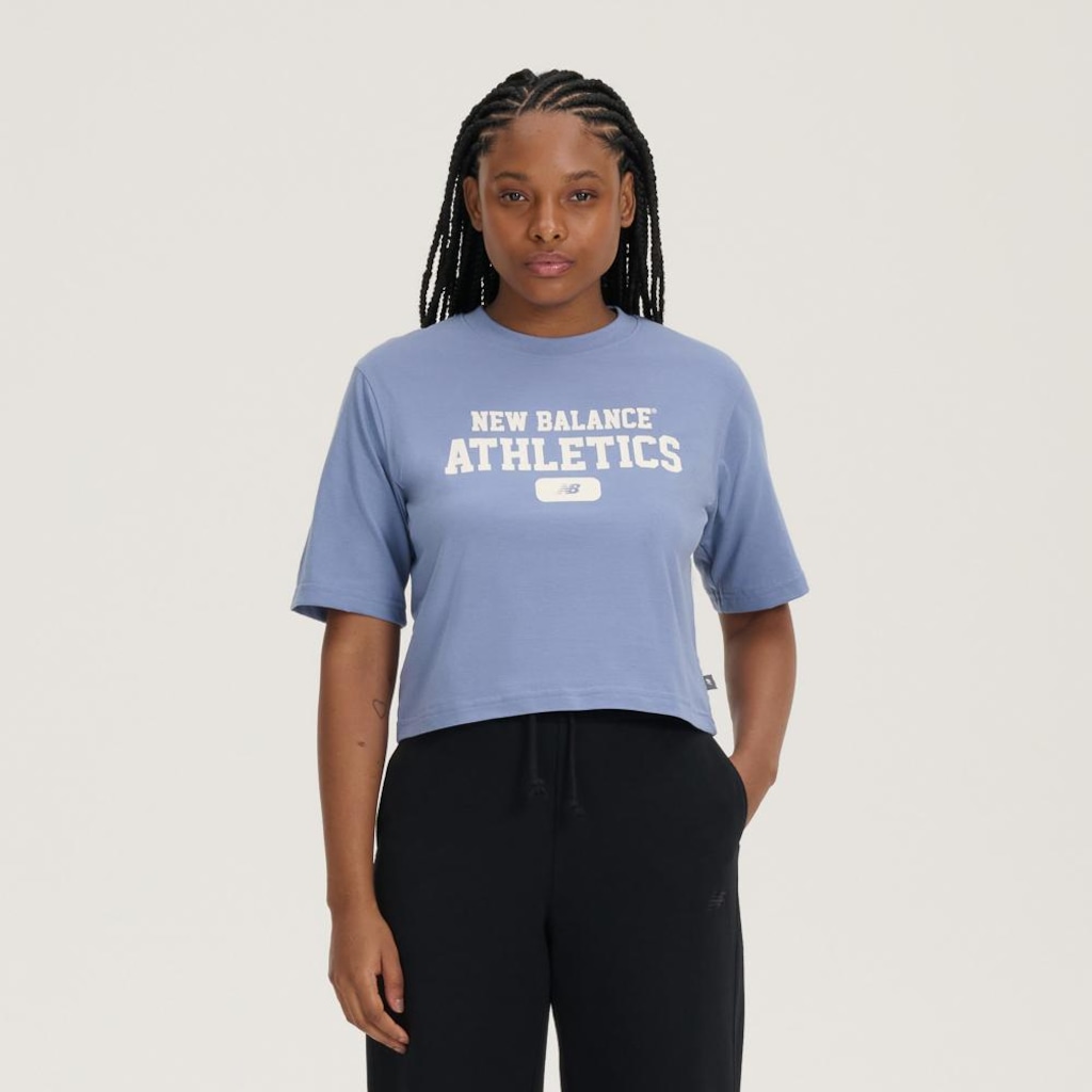 Camiseta New Balance Cropped Heritage - Feminina