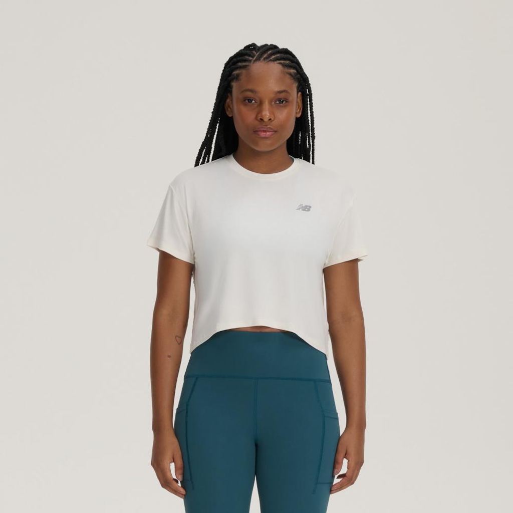 Camiseta New Balance Cropped Drapey - Feminina