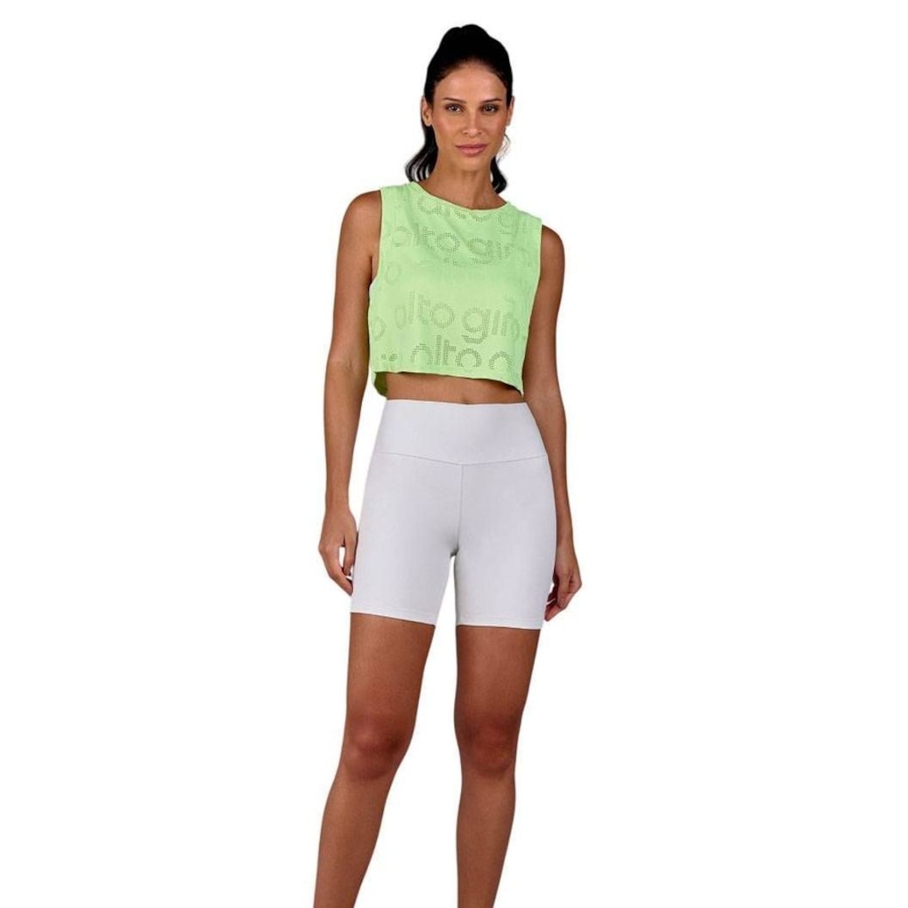 Camiseta Regata Alto Giro Cropped Mesh Feminina
