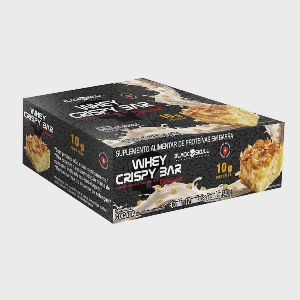 Barra de Proteína Black Skull Whey Crispy - 12 unidades
