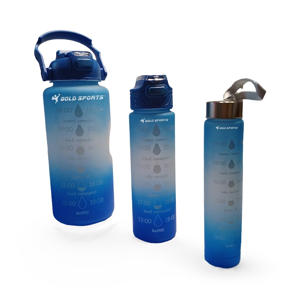 Kit 3 Garrafas Gold Sports Botton 2L-670 e 280 mls