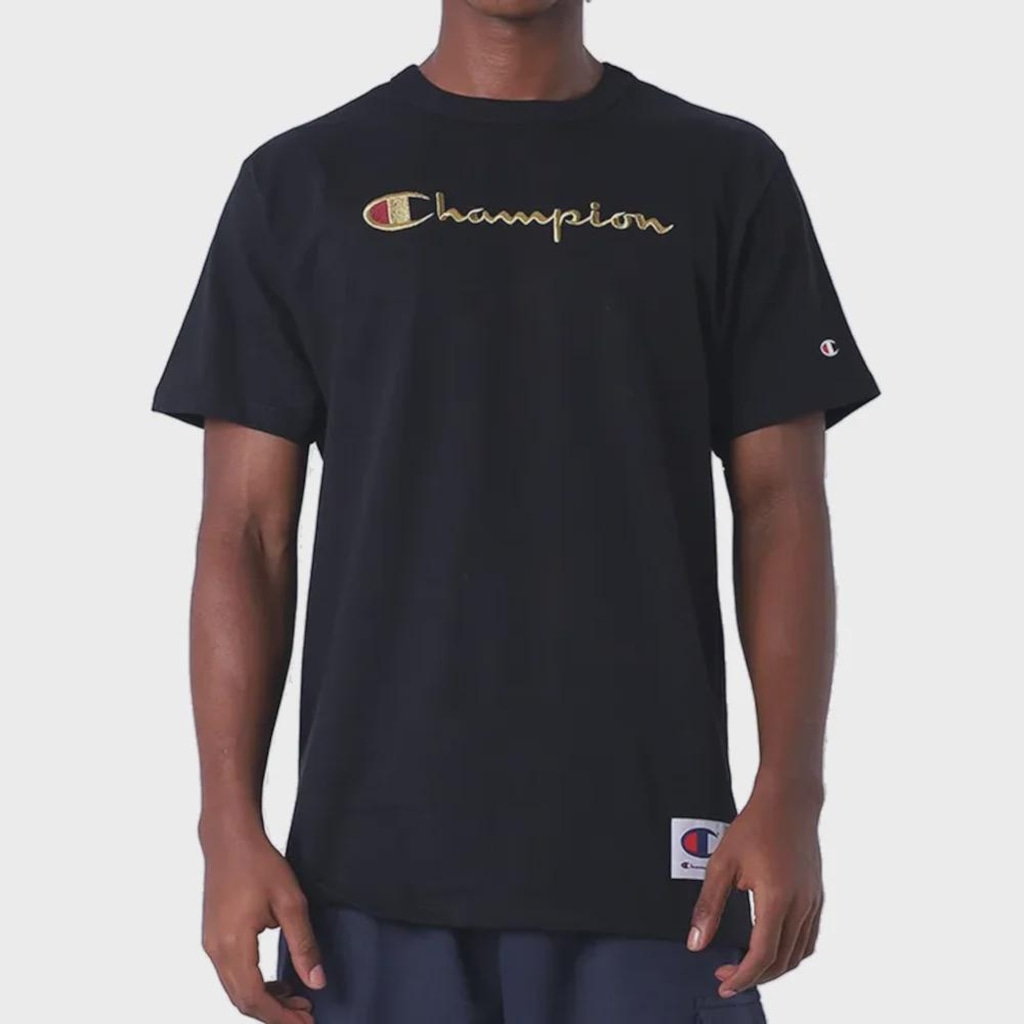 Camiseta Masculina Champion Heritage Scrip Black Gold