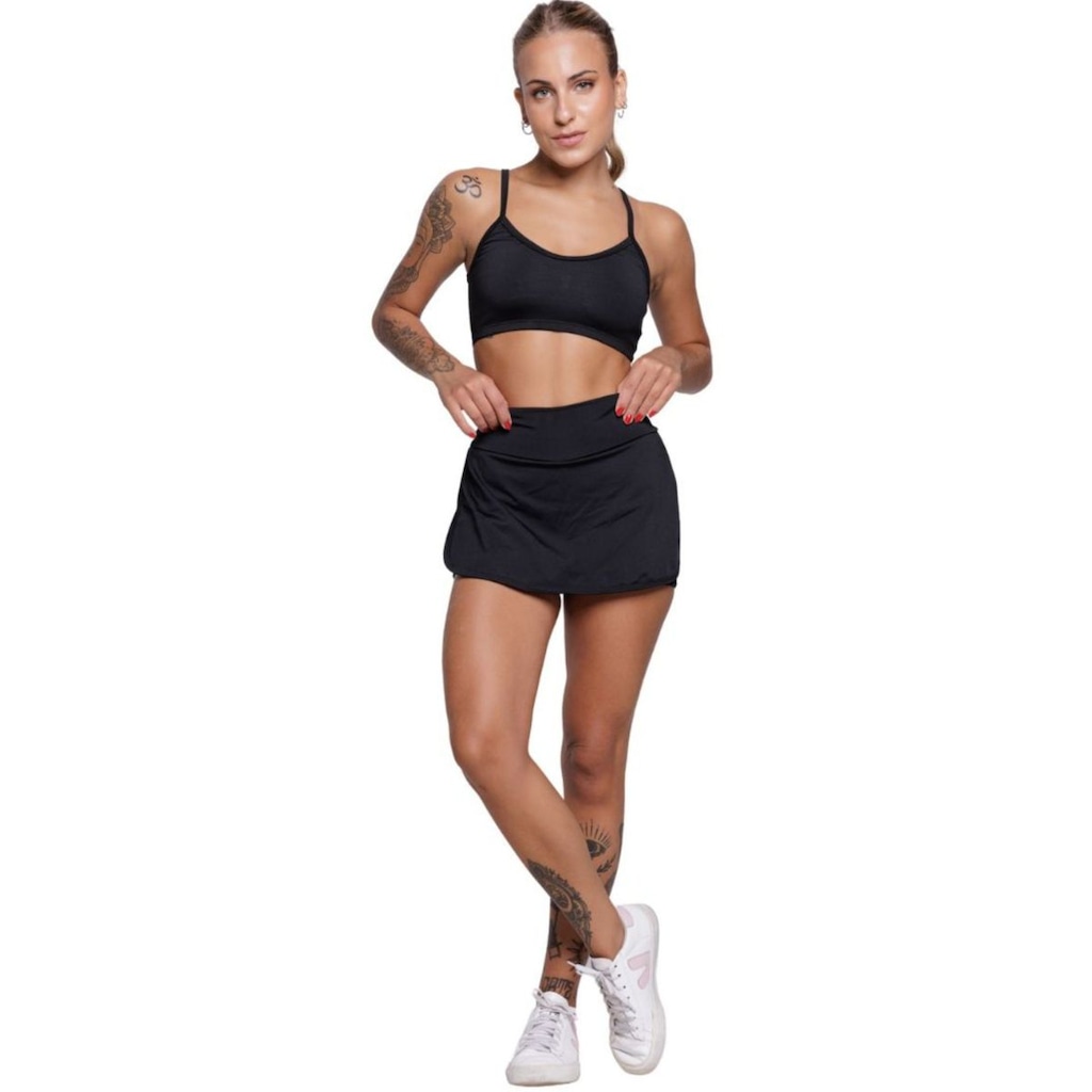 Conjunto Top Alça Fina e Short Saia Vekyo Feminino