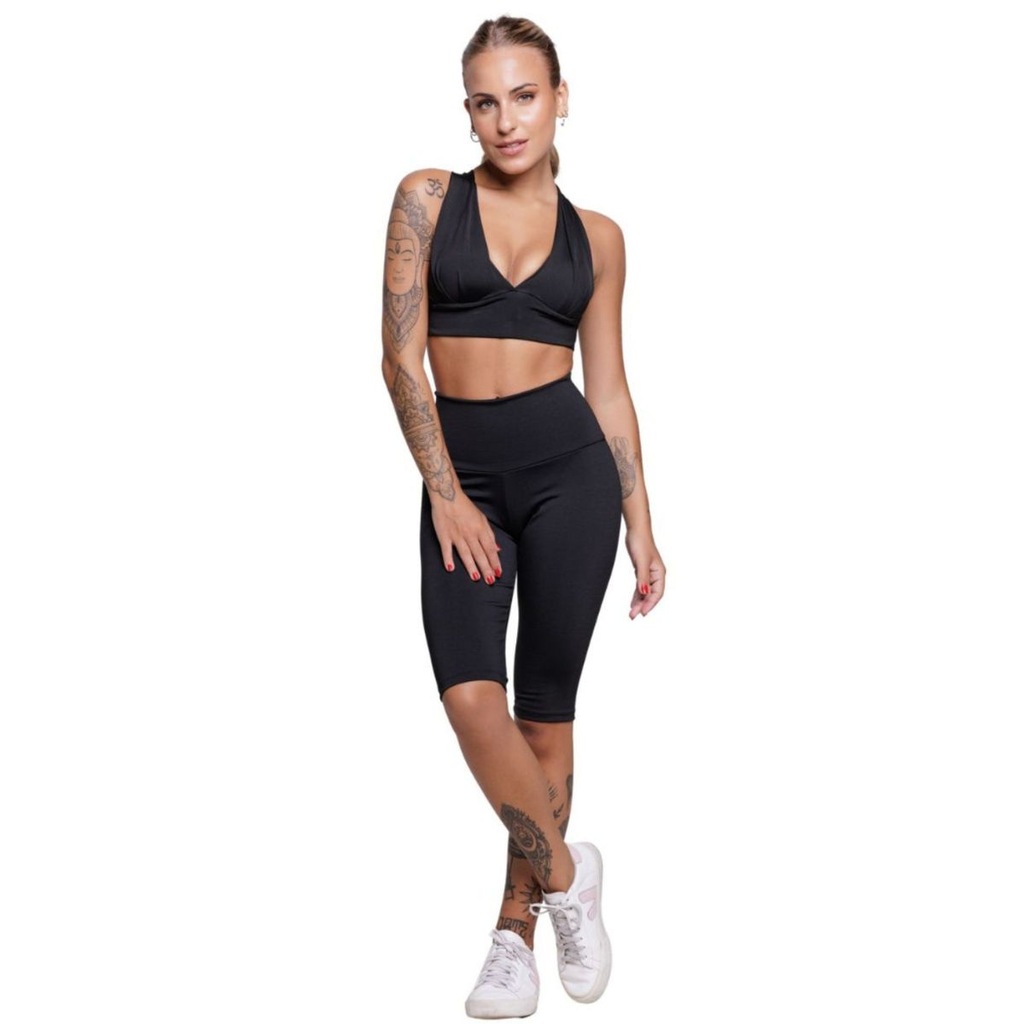 Conjunto Top bojo e Bermuda Ciclista Vekyo Feminino