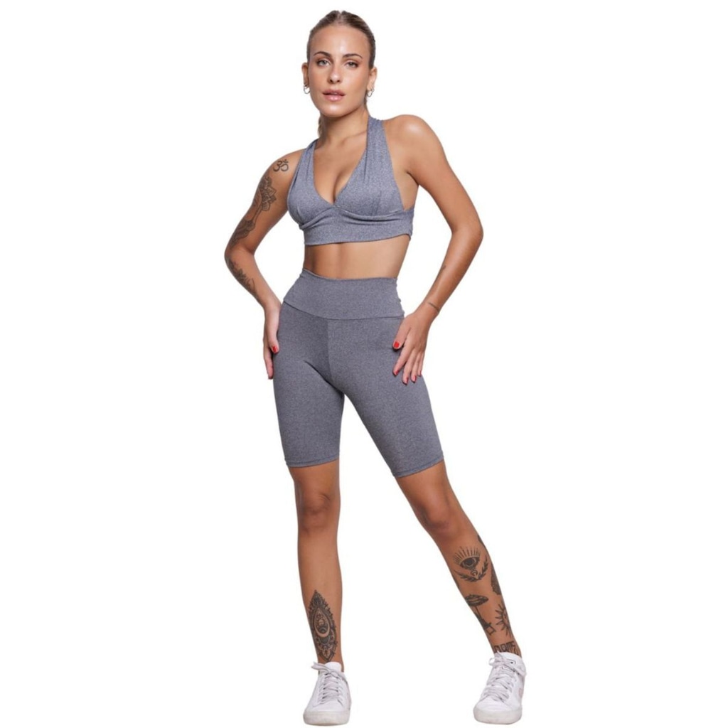 Conjunto Top bojo e Bermuda Ciclista Vekyo Feminino