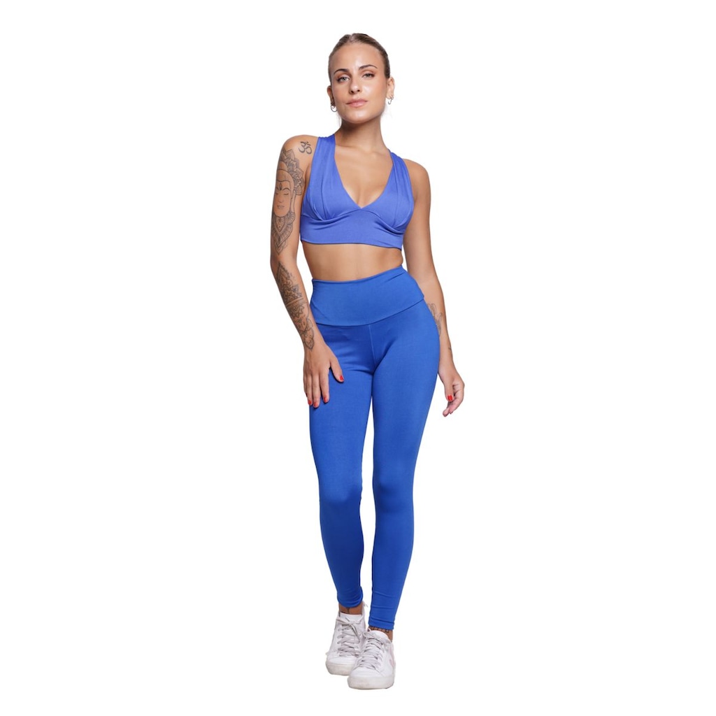 Conjunto Top bojo Costa Cruzada e Calça Suplex Vekyo Feminino