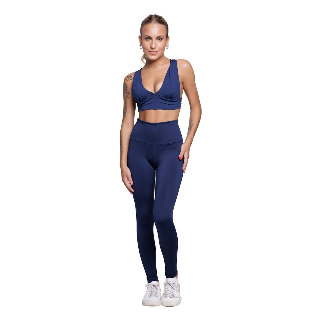 Conjunto Top bojo Costa Cruzada e Calça Suplex Vekyo Feminino