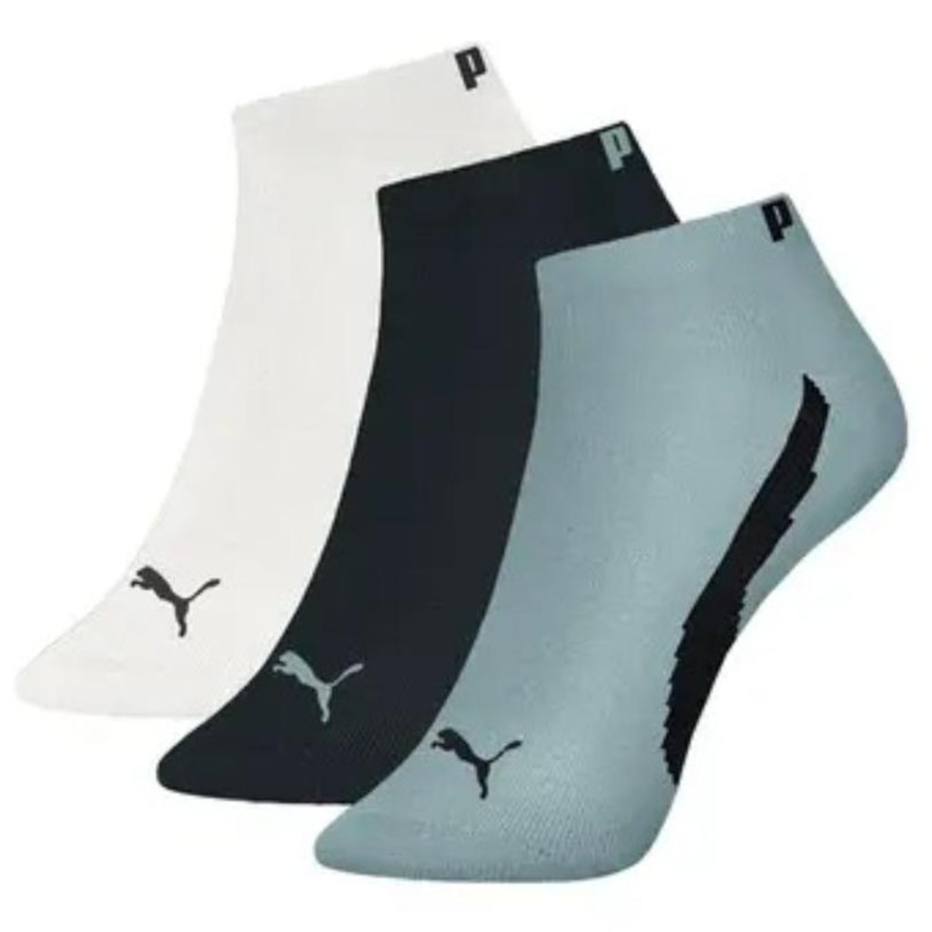 Meia Sapatilha Puma Logo - 3 Pares - Masculina