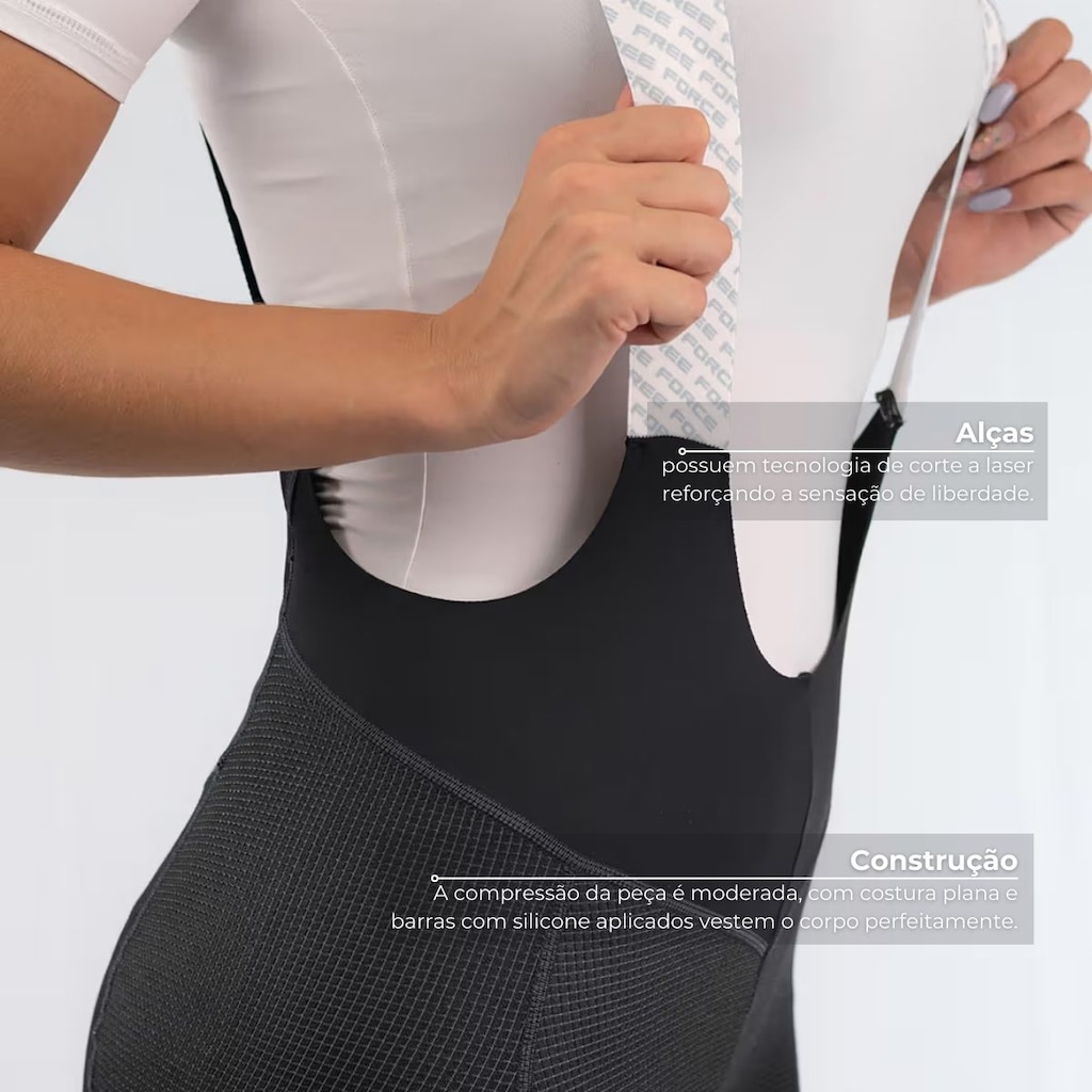 Imagem 4 do produto Calça Bretelle de Ciclismo Free Force Performance Gel Feminina