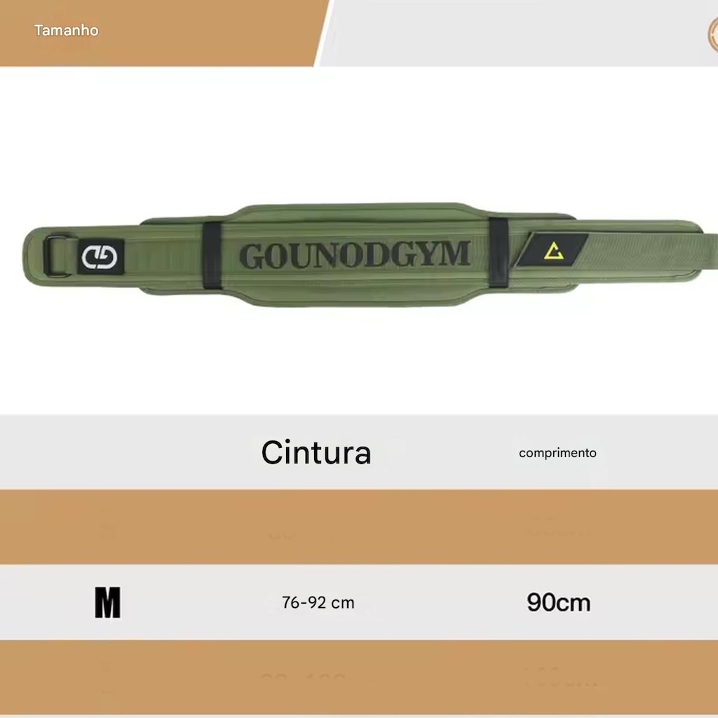 Imagem 2 do produto Cinturão Para Levantamento Agachamento de Peso Gold Sports Power-Ajustável