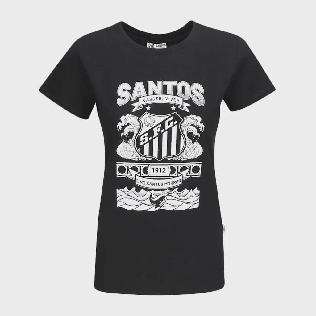 Camiseta Feminina Surf Center Santos Nascer, Viver e No Santos Morrer